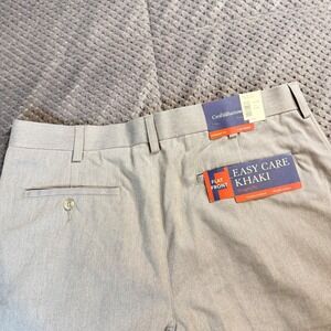 Croft & Barrow Mens Easy Care Khaki Pants 36x34 Gray Flat Front Straight Fit NEW